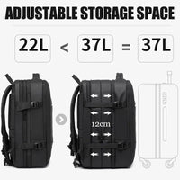 Rozszerzany Plecak Podróżny 22–37L z Portem USB | Wodoodporny Plecak na Laptopa