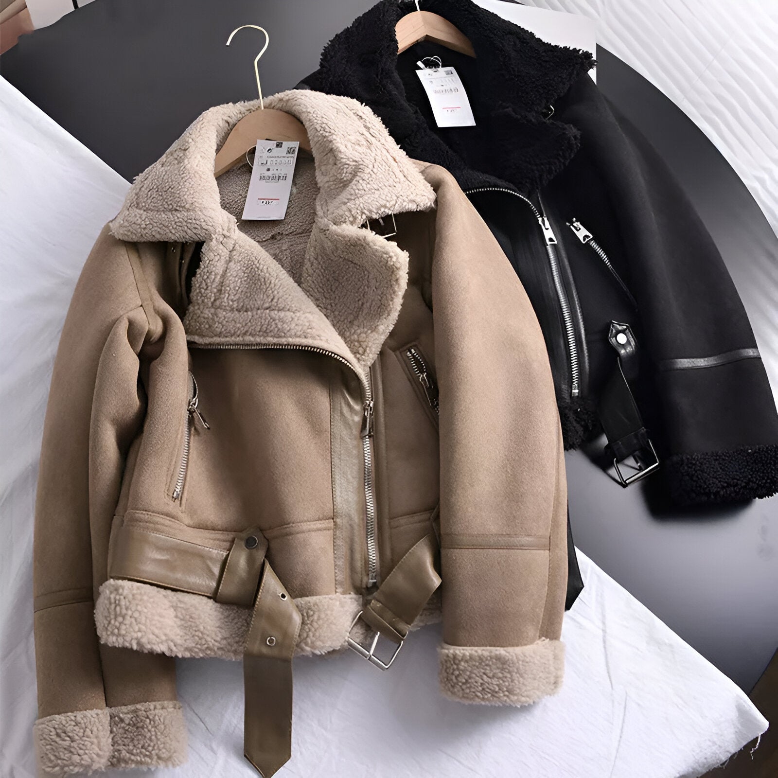 Kurtka Zimowa Damska Biker Style z Futerkową Podszewką | Kurtki Zimowe Damskie