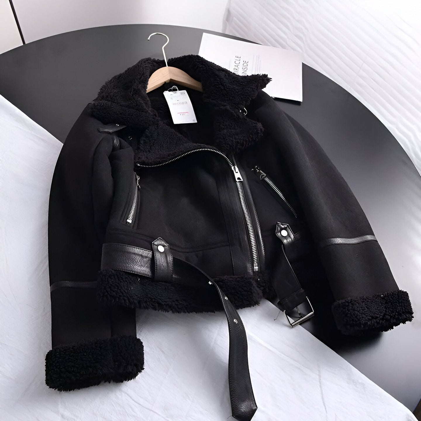 Kurtka Zimowa Damska Biker Style z Futerkową Podszewką | Kurtki Zimowe Damskie