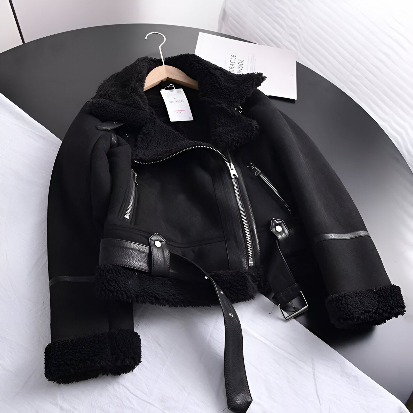 Kurtka Zimowa Damska Biker Style z Futerkową Podszewką | Kurtki Zimowe Damskie