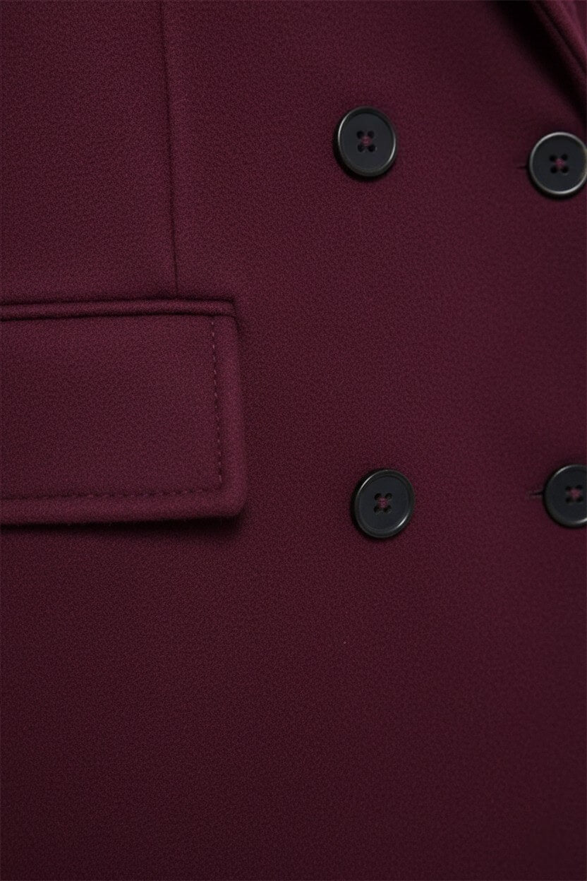 Damski Długi Płaszcz Dwurzędowy z Klapami | Elegancki Płaszcz Zimowy