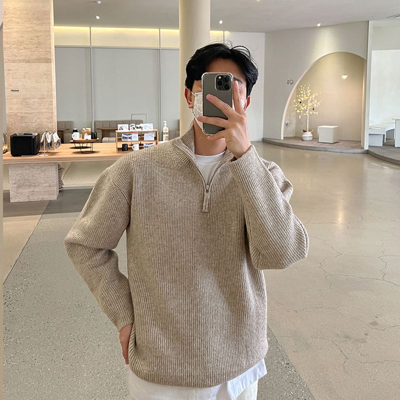 Sweter Męski z Półzamkiem | Styl Smart Casual | Jesienna Warstwa