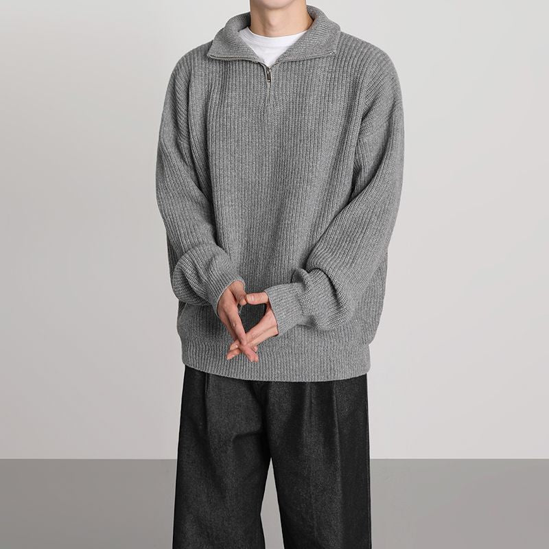 Sweter Męski z Półzamkiem | Styl Smart Casual | Jesienna Warstwa