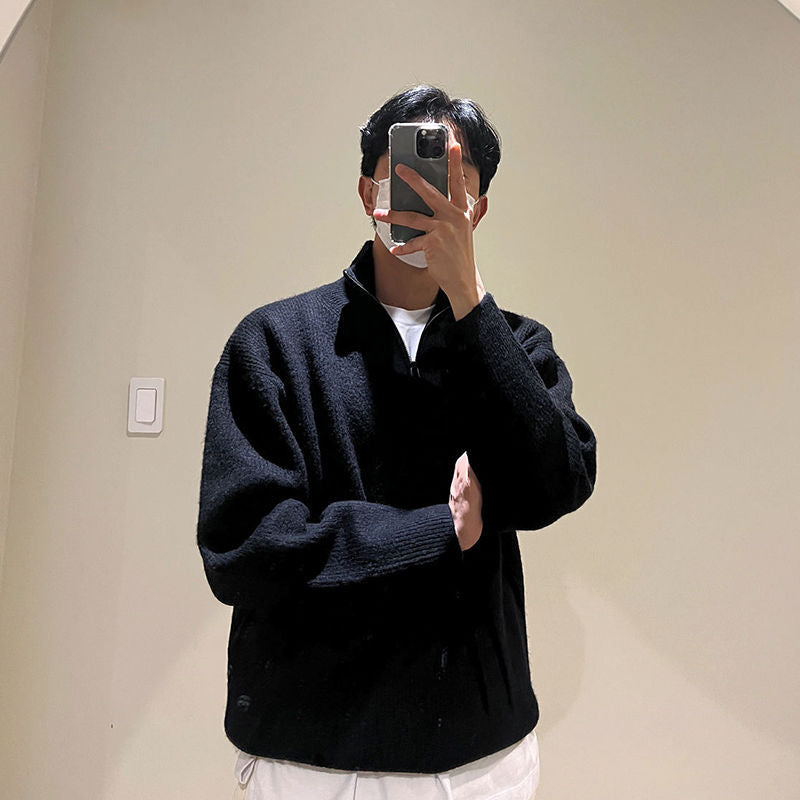 Sweter Męski z Półzamkiem | Styl Smart Casual | Jesienna Warstwa