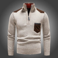 Sweter Męski z Półzamkiem i Wysokim Kołnierzem | Elegancki Golf Męski