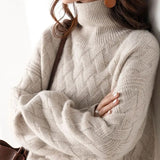 Golf Sweter z Warkoczowym Splotem | Luźny Krój | Zimowy Styl
