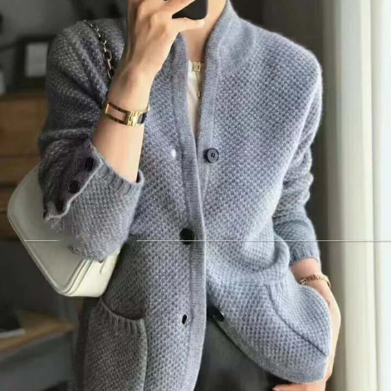 Płaszcz Damski z Wełny | Elegancki Swetrowy Krój | Ciepły i Stylowy | Klasyczny Fason | Na Zimę i Jesień