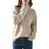Golf Sweter z Warkoczowym Splotem | Luźny Krój | Zimowy Styl