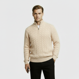 Męski Sweter Żakardowy z Półzamkiem | Swetry Męskie Wielkie