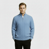 Męski Sweter Żakardowy z Półzamkiem | Swetry Męskie Wielkie