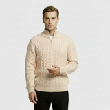 Męski Sweter Żakardowy z Półzamkiem | Swetry Męskie Wielkie