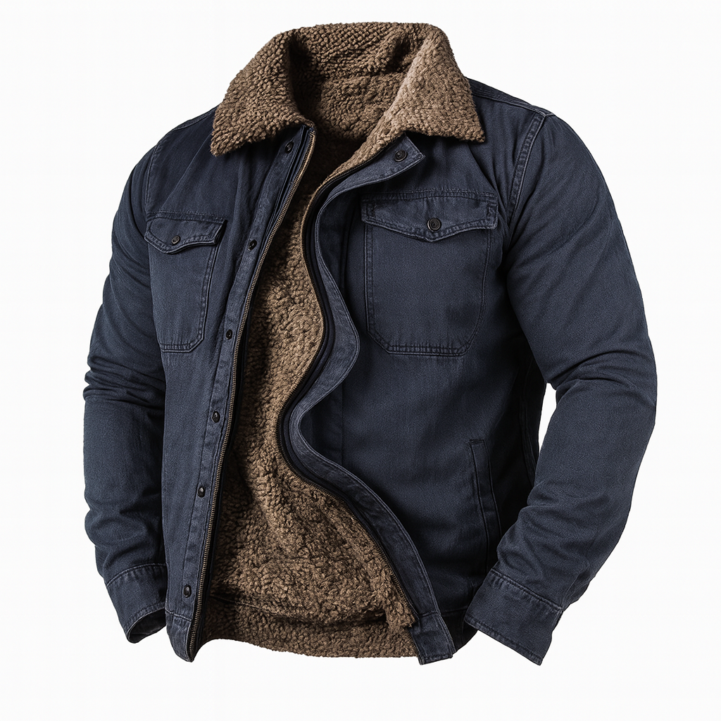 Kurtka Męska Zimowa z Podszewką Sherpa | Męska Kurtka Jesienno-Zimowa w Stylu Użytkowym