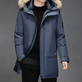 Parka Zimowa Męska z Kapturem | Ciepła Kurtka Średniej Długości z Futerkiem