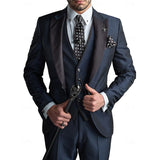Garnitur Męski Slim Fit 3 Częściowy na Wesele | Elegancki Smoking na Uroczystości