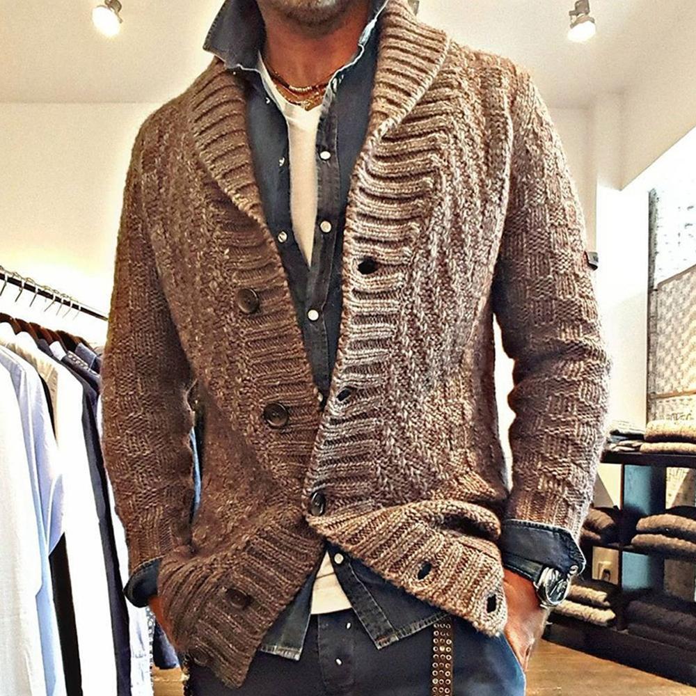 Kardigan Męski z Klapami w Stylu Vintage | Elegancki Sweter Męski