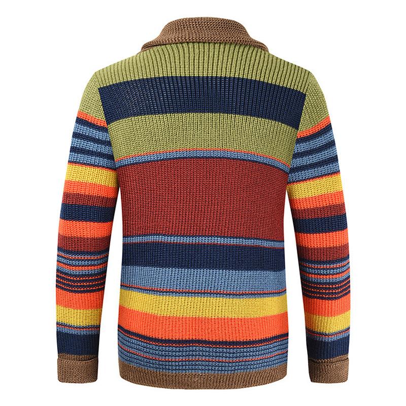 Sweter Męski z Kołnierzem w Stylu Colorblock | Elegancki Kardigan na Chłodne Dni