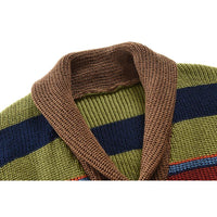 Sweter Męski z Kołnierzem w Stylu Colorblock | Elegancki Kardigan na Chłodne Dni