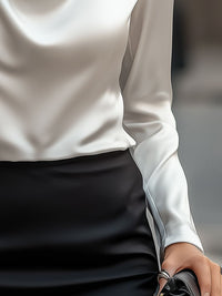 Elegancka Bluzka Damska z Drapowanym Dekoltem | Koszula Damska z Długim Rękawem