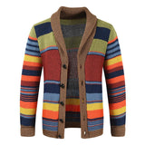Sweter Męski z Kołnierzem w Stylu Colorblock | Elegancki Kardigan na Chłodne Dni
