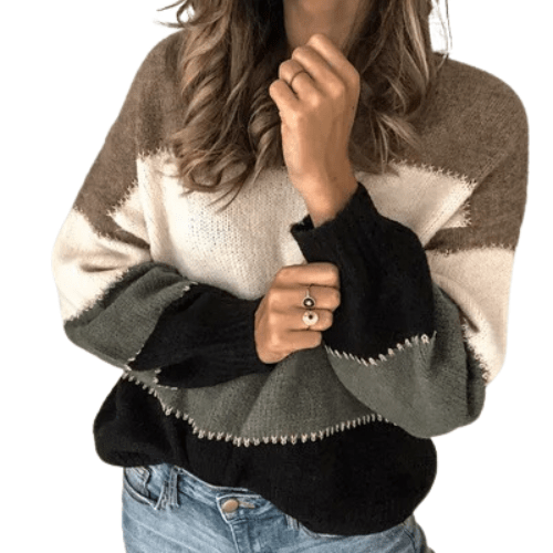 Sweter Damski Colorblock | Swetry Damskie Eleganckie i Codzienne Stylizacje