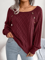 Sweter Damski Elegancki z Dekoracyjnymi Guzikami | Stylowy Sweter na Co Dzień