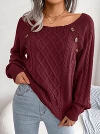 Sweter Damski Elegancki z Dekoracyjnymi Guzikami | Stylowy Sweter na Co Dzień