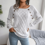 Sweter Damski Elegancki z Dekoracyjnymi Guzikami | Stylowy Sweter na Co Dzień