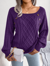 Sweter Damski Elegancki z Dekoracyjnymi Guzikami | Stylowy Sweter na Co Dzień