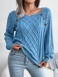 Sweter Damski Elegancki z Dekoracyjnymi Guzikami | Stylowy Sweter na Co Dzień
