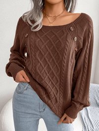 Sweter Damski Elegancki z Dekoracyjnymi Guzikami | Stylowy Sweter na Co Dzień