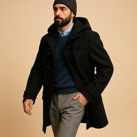 Męski długi płaszcz zimowy o klasycznym kroju | Ciepła kurtka na zimę