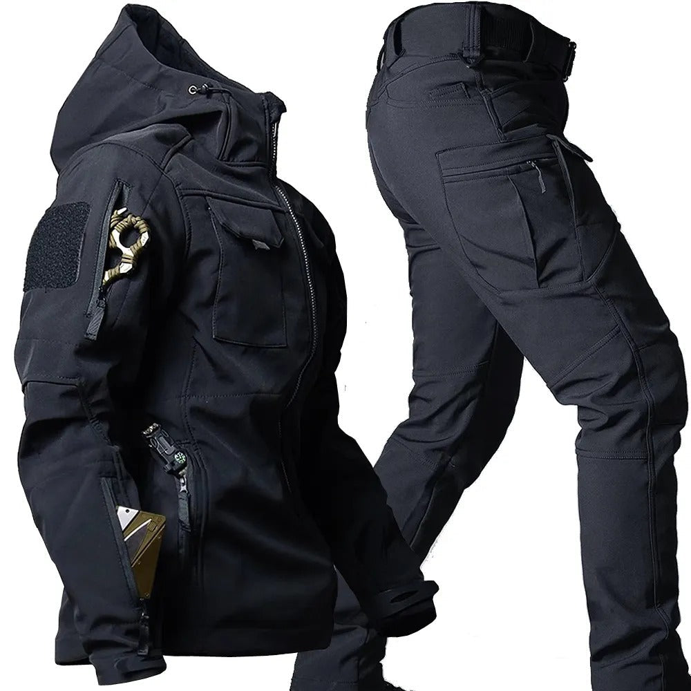 Męski Dwuczęściowy Zestaw Outdoor Softshell | Kurtka i Spodnie Taktyczne Wodoodporne