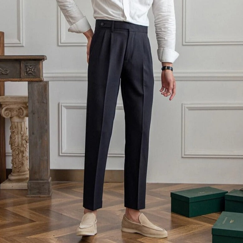 Męskie Spodnie w Stylu Old Money z Zakładką | Eleganckie Spodnie na Co Dzień
