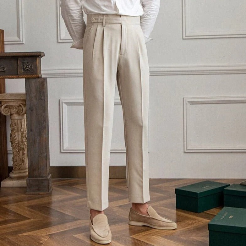 Męskie Spodnie w Stylu Old Money z Zakładką | Eleganckie Spodnie na Co Dzień