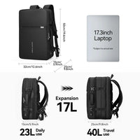 Rozszerzany Plecak na Laptopa 23–40L z USB | Wodoodporny Plecak Podróżny