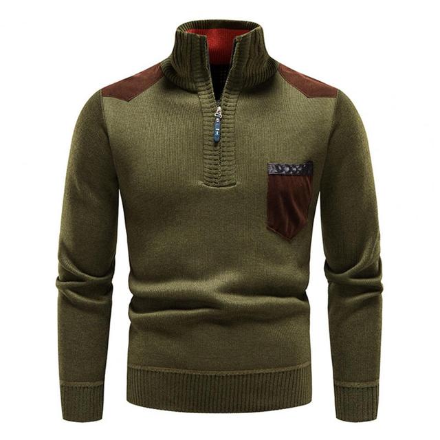Sweter Męski z Półzamkiem i Wysokim Kołnierzem | Elegancki Golf Męski