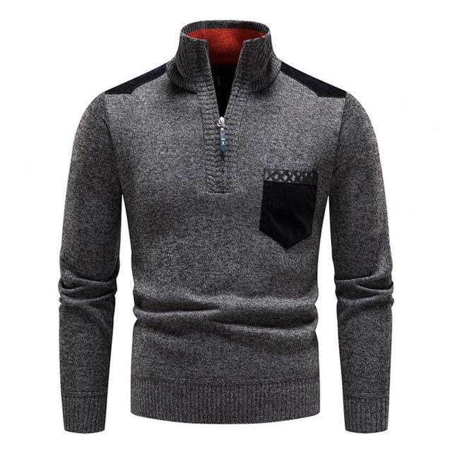 Sweter Męski z Półzamkiem i Wysokim Kołnierzem | Elegancki Golf Męski