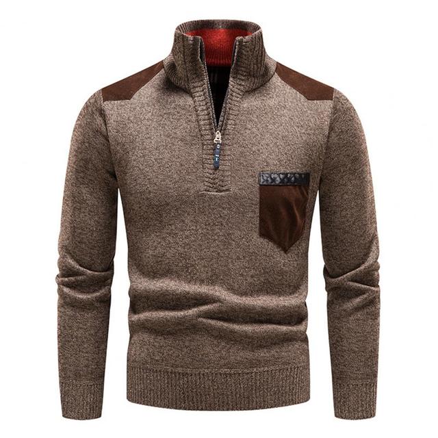 Sweter Męski z Półzamkiem i Wysokim Kołnierzem | Elegancki Golf Męski