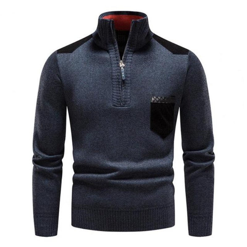 Sweter Męski z Półzamkiem i Wysokim Kołnierzem | Elegancki Golf Męski