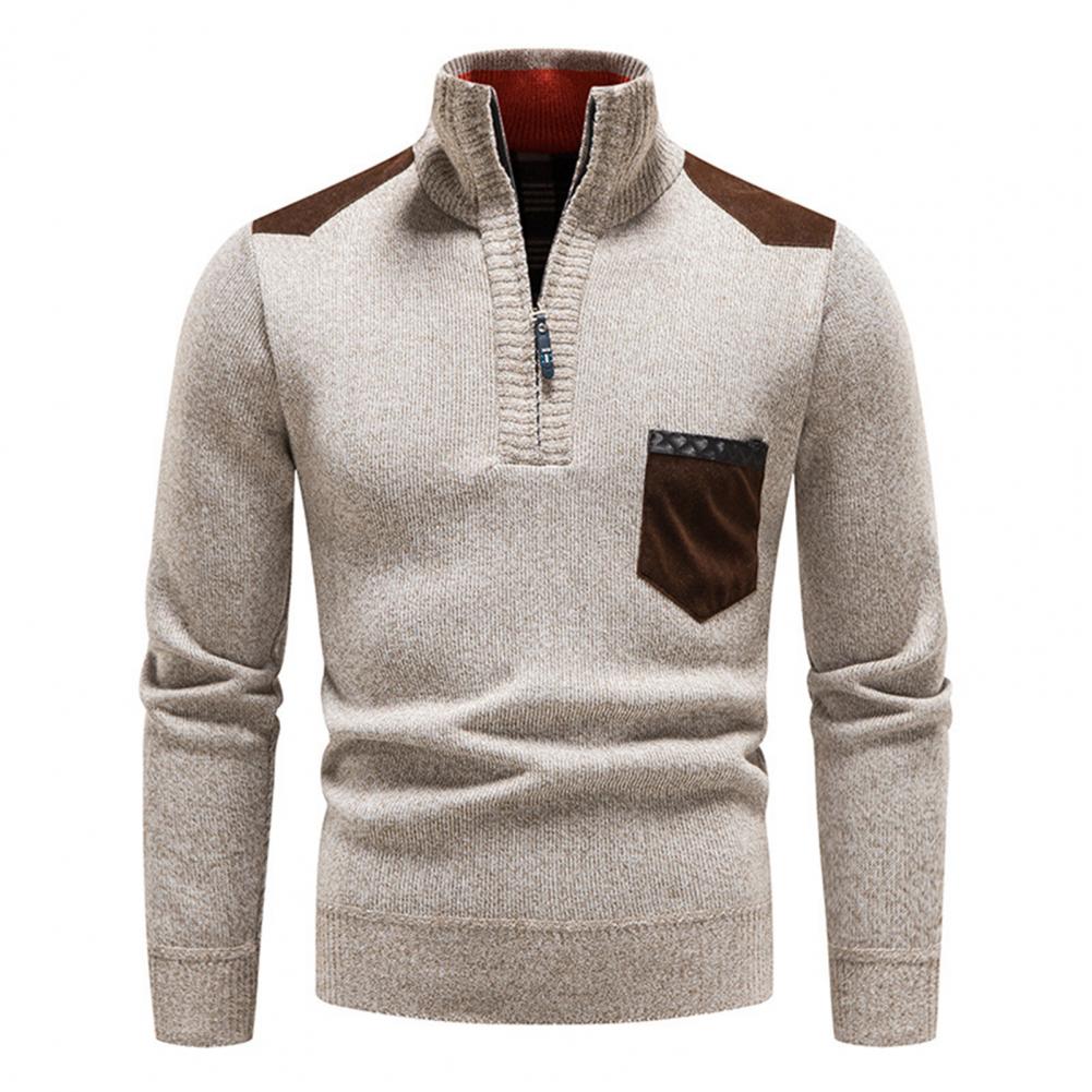 Sweter Męski z Półzamkiem i Wysokim Kołnierzem | Elegancki Golf Męski