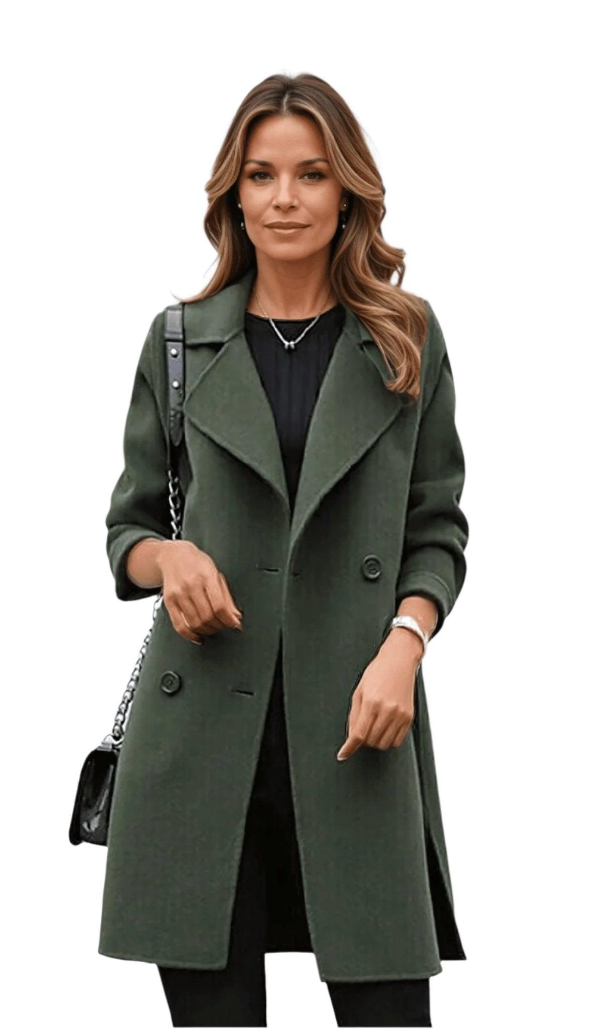 Elegancki Płaszcz Damski w Stylu Trencza | Klasyczny Płaszcz Przejściowy
