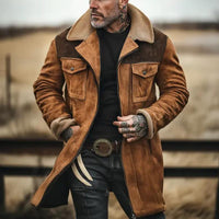 Płaszcz Męski w Stylu Vintage z Kożuchem | Ciepła Kurtka Zimowa i Jesienna