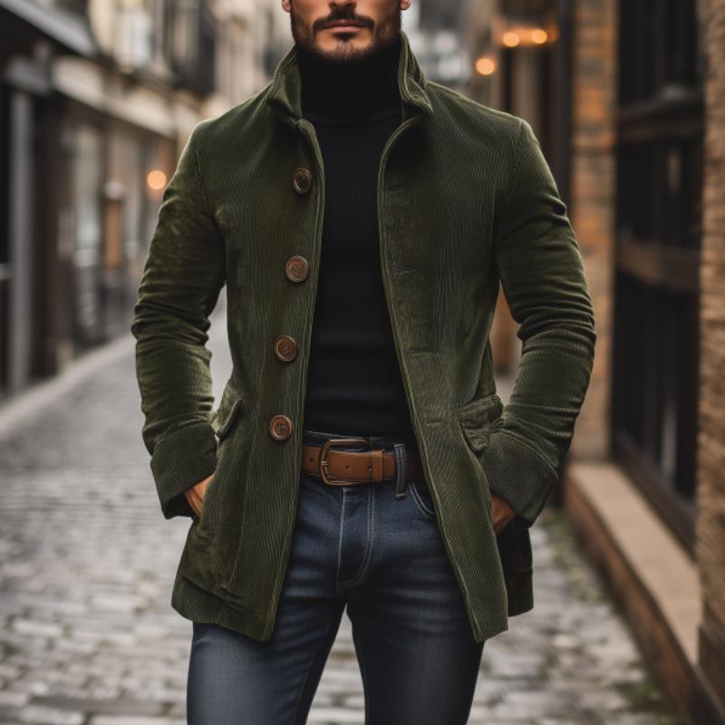 Męska Sztruksowa Kurtka ze Stójką w Slim Ficie | Stylowa Kurtka Jesienna
