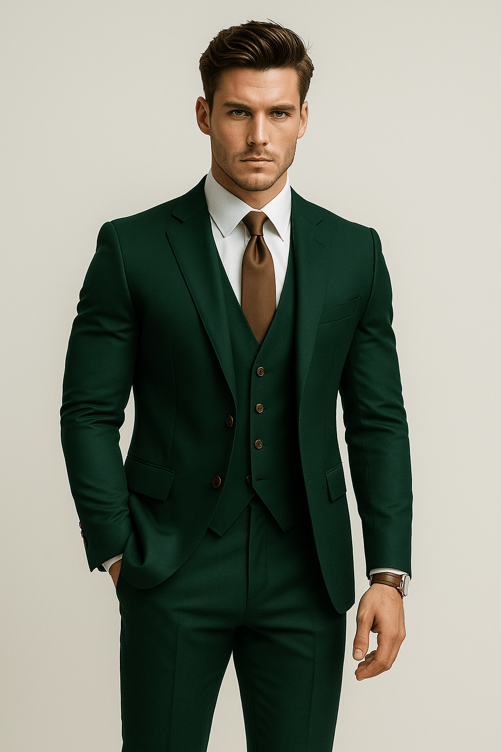 Garnitur Męski Slim Fit 3-Częściowy na Ślub i Przyjęcia | Klasyczna Elegancja Wizytowa