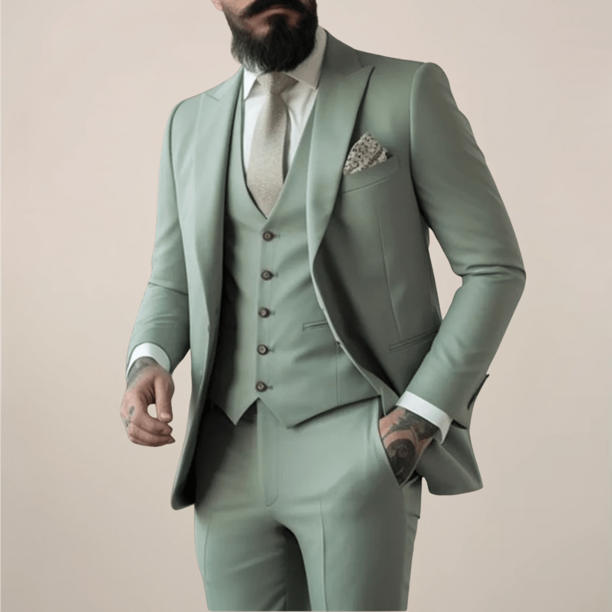 Garnitur Męski Slim Fit na Okazje Formalne | Klasyczny 3-Częściowy Styl Smokingowy