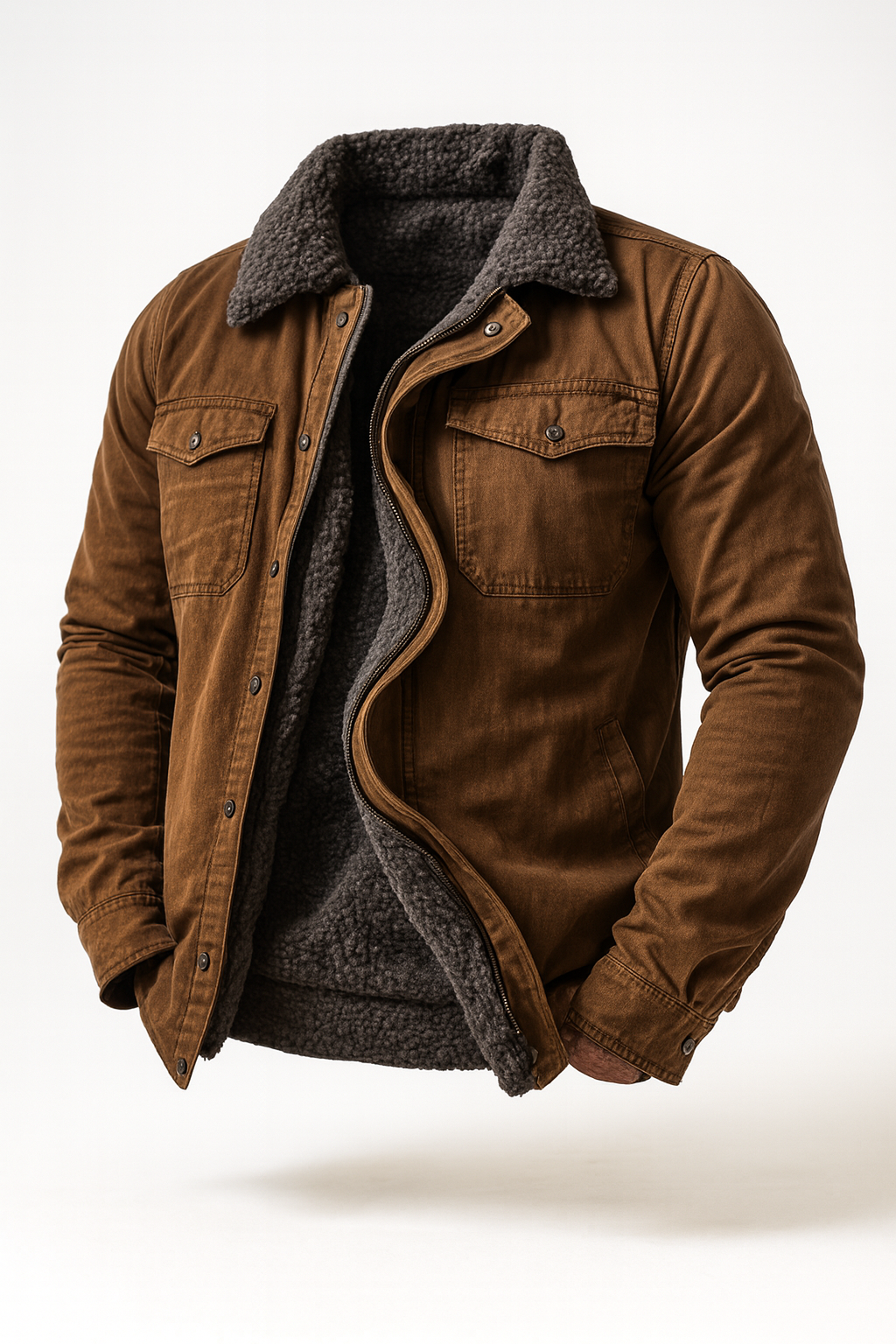 Kurtka Męska Zimowa z Podszewką Sherpa | Męska Kurtka Jesienno-Zimowa w Stylu Użytkowym