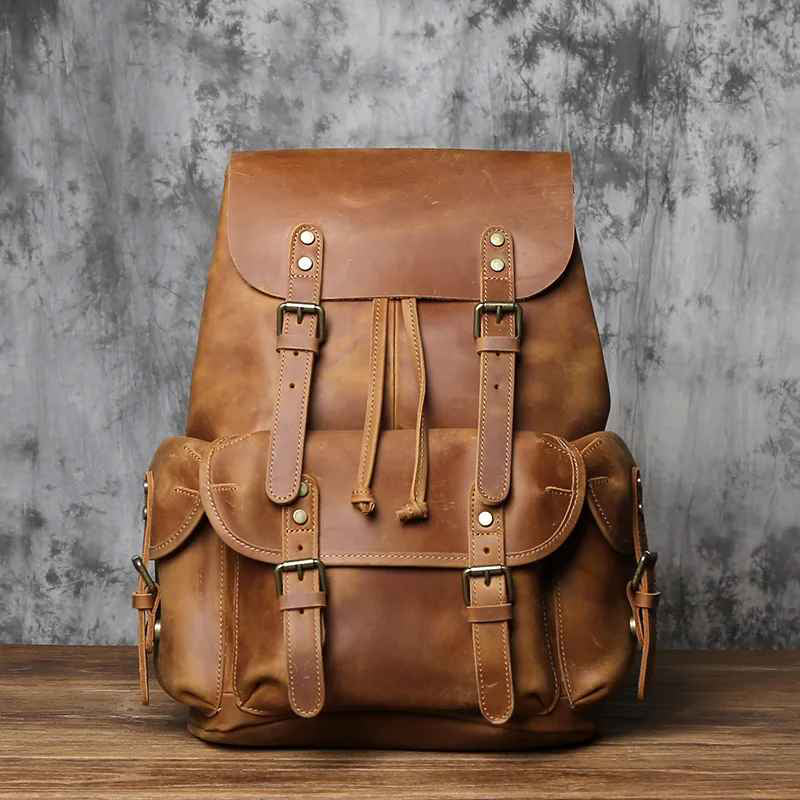 Męski Plecak Skórzany w Stylu Vintage | Elegancki Plecak na Pracę i Podróże