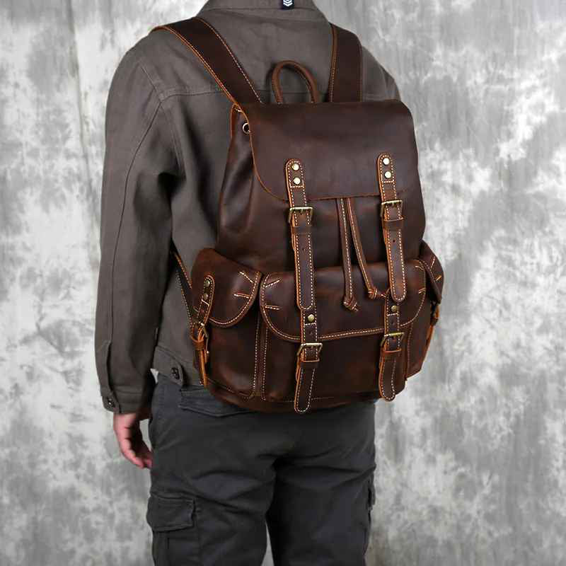 Męski Plecak Skórzany w Stylu Vintage | Elegancki Plecak na Pracę i Podróże