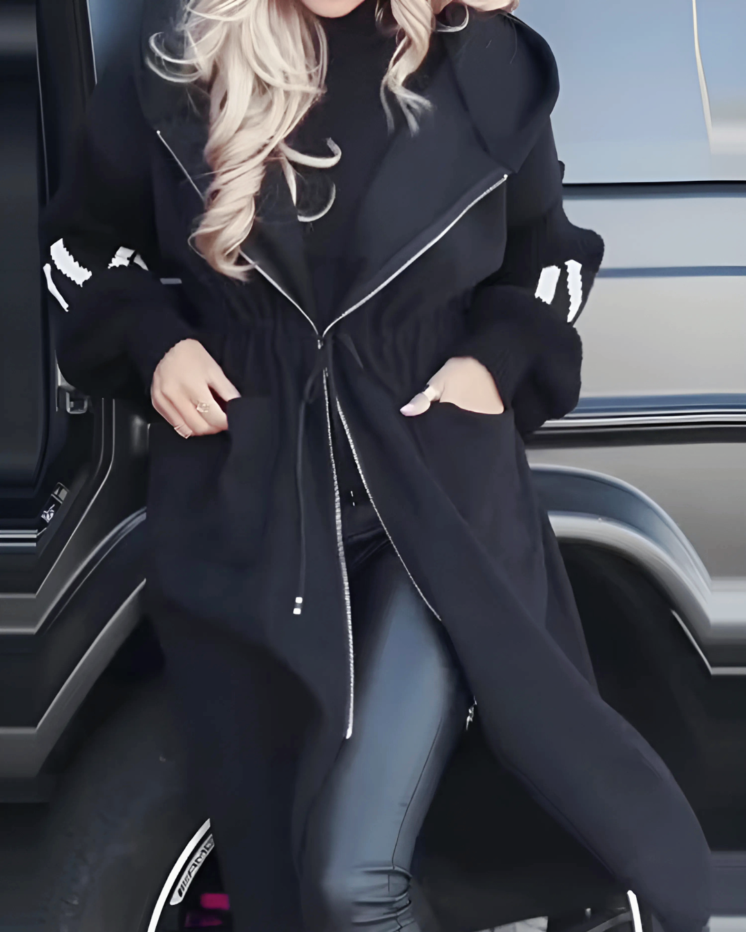 Płaszcz Damski z Kapturem i Wiązaniem w Talii | Zimowa Kurtka Damska z Kapturem