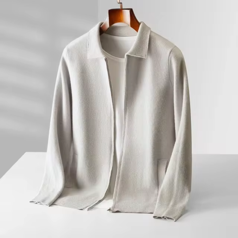 Męska Rozpinana Kurtka Dzianinowa | Lekka Warstwa | Minimalistyczny Styl | Smart Casual